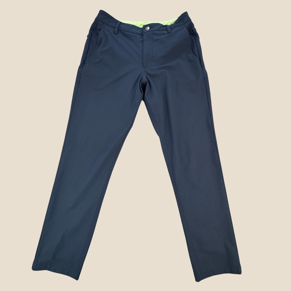 Birddogs Mens Lined Pants Navy Blue Neon Green Liner 30x30 Performance Trousers